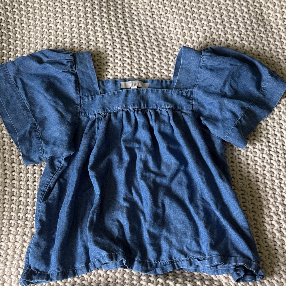 LOFT Casual Blue Denim Blouse